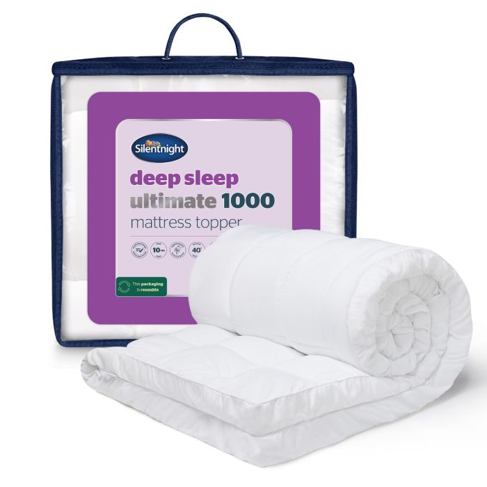 The packaging for the Silentnight Deep Sleep Ultimate 1000 Mattress Topper