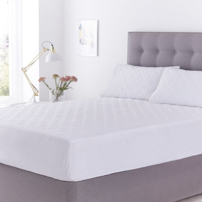 Pillow Cover 2pk AIMS 2pk Waterproof Quilted Mattress Protector Fitted Cover Microfiber Quilted Topper fitted sheet Elasticated Skirts 40cm Deep 