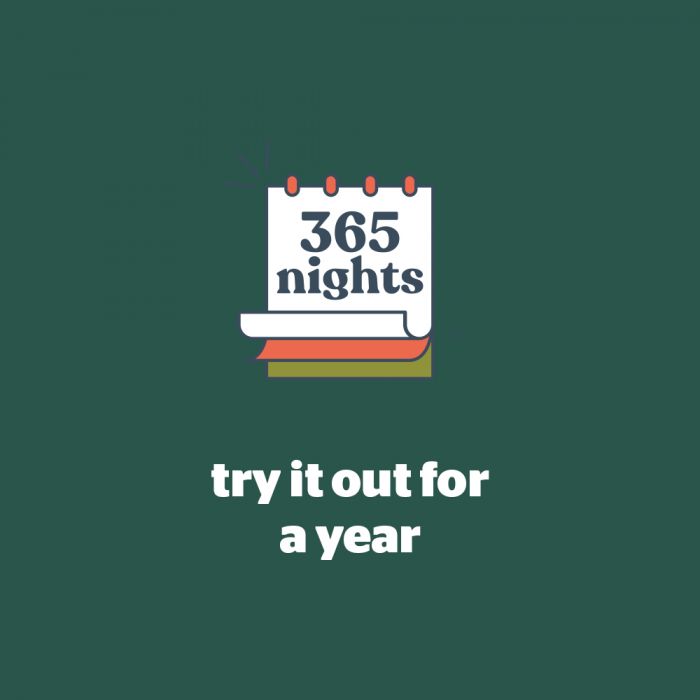 365 night sleep trial, try it out for a year