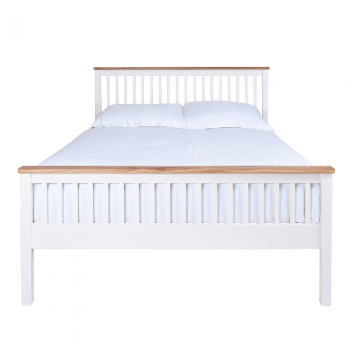 Silentnight Minerve White Wooden Bed, White Solid Pine Bed Frame