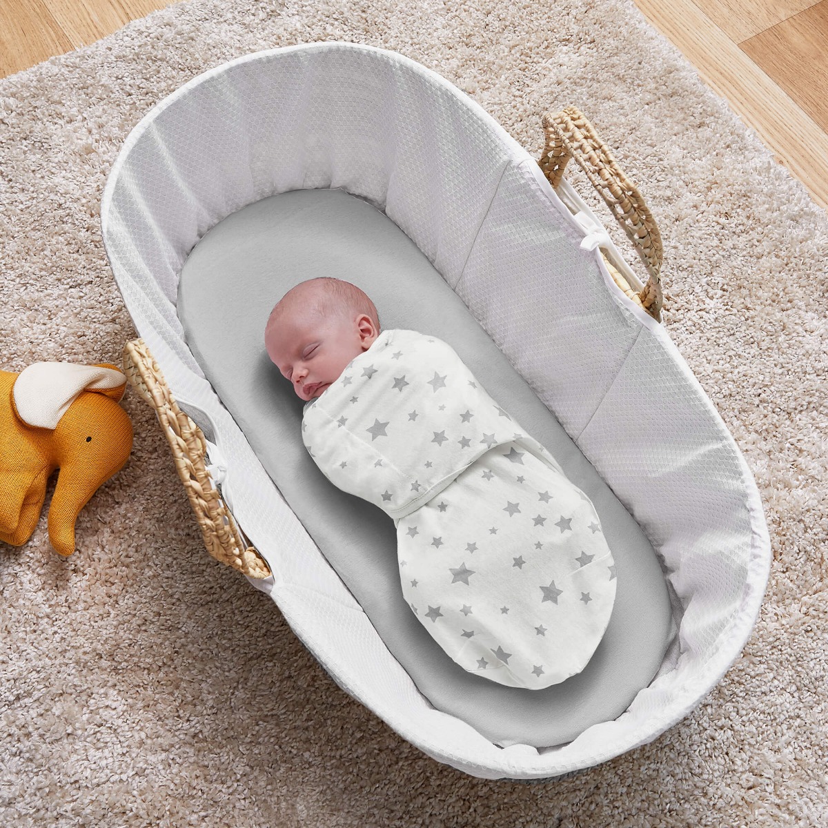 Image of Silentnight Safe Nights Swaddle Blanket - Pink Star